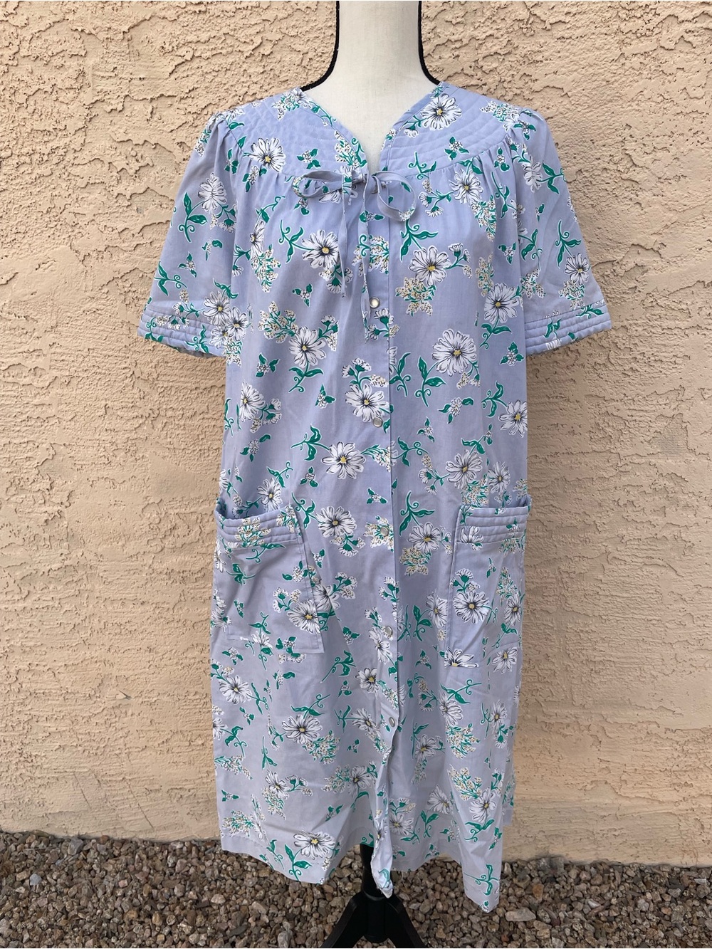 Fundamentals housecoat robe dress mumu nightgown floral granny snap up large
